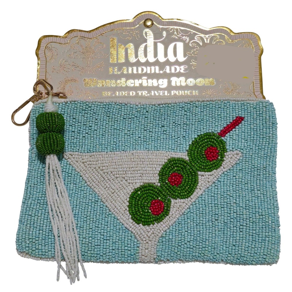 Wandering Moon Beaded Martini Clutch Bag Handmade India Travel NWT‎ Pouch